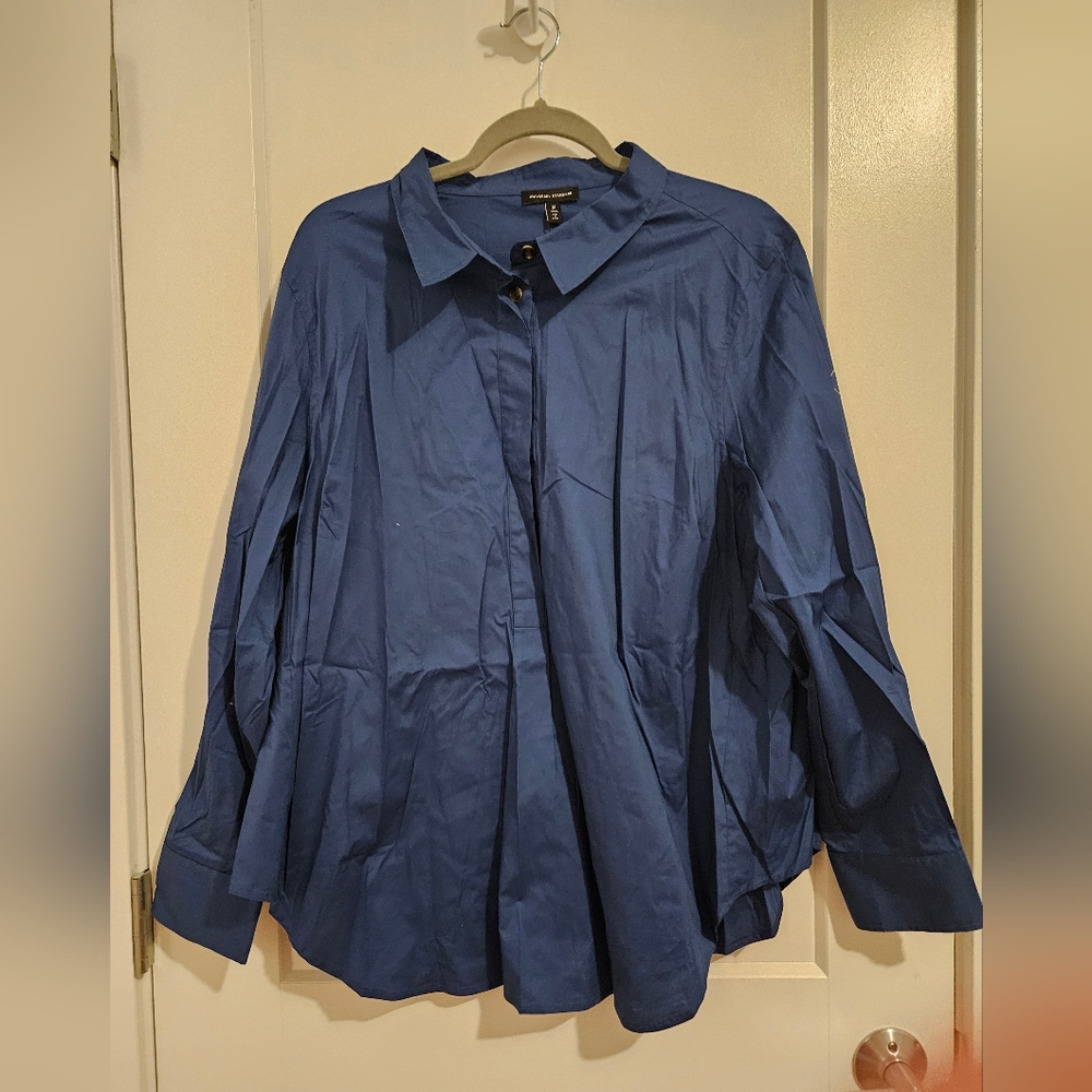 Universal Standard Blue Button Down Shirt Top